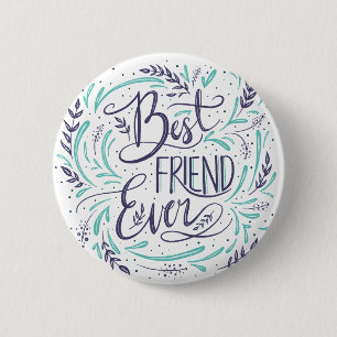 Badge Rond 5 Cm Typographie chic de meilleur ami à lettres manuscr