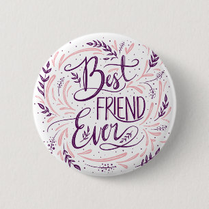 Badge Rond 5 Cm Typographie chic de meilleur ami à lettres manuscr