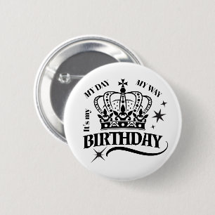 Badge Rond 5 Cm Typographie de citation d'anniversaire de couronne