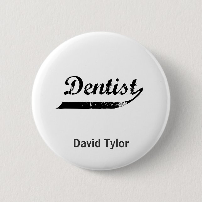 Badge Rond 5 Cm Typographie de dentiste (Devant)