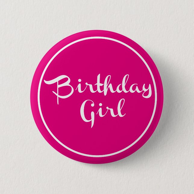 Badge Rond 5 Cm Typographie de fille d'anniversaire (Devant)