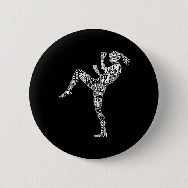 Badge Rond 5 Cm Typographie de Kickboxer - Kickboxer Mélange Marti (Devant)
