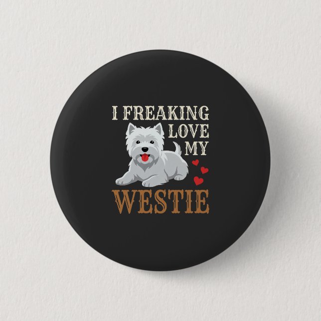 Badge Rond 5 Cm Typographie de l'amour du chien Westie (Devant)
