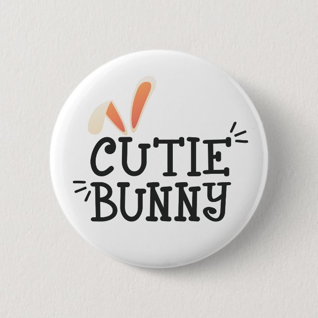 Badge Rond 5 Cm Typographie de Pâques de Bunny Cutie Simple | Bout (Devant)