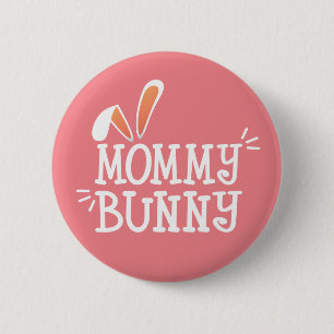 Badge Rond 5 Cm Typographie de Pâques de lapin de maman simple B