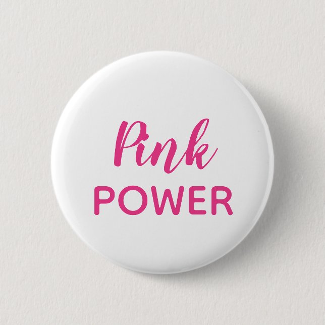 Badge Rond 5 Cm Typographie de puissance rose (Devant)