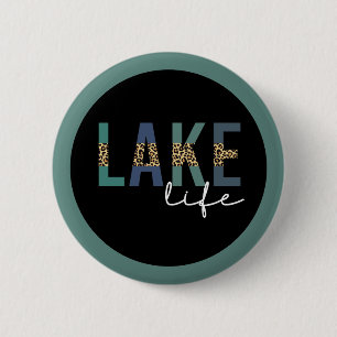 Badge Rond 5 Cm Typographie d'impression de Lake Life Cheetah