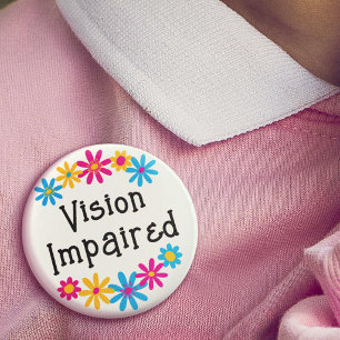 Badge Rond 5 Cm Typographie Florale Colorée Mignonne Malvoyant