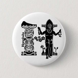 Badge Rond 5 Cm Typographie H (Honolulu : LES Etats-Unis)