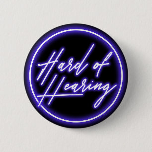 Badge Rond 5 Cm Typographie Néon Noir Violet Malentendant