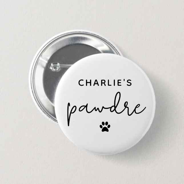 Badge Rond 5 Cm Typographie Pawdre personnalisée Chien papa Nouvea (Devant & derrière)