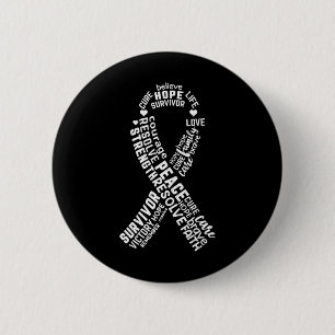 Badge Rond 5 Cm Typographie Ruban Rose de Sensibilisation au Cance