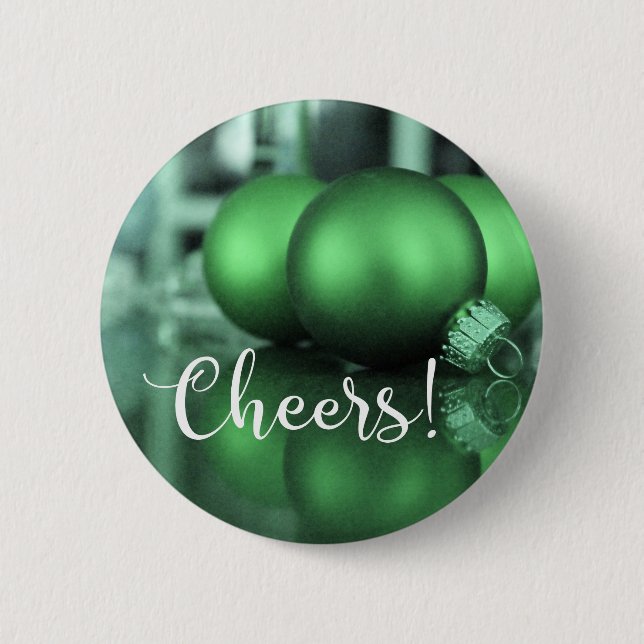 Badge Rond 5 Cm Typographie Vert Toné Ornements Photo (Devant)