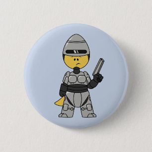 Badge Rond 5 Cm Tyrannosaurus Rex Habillé Comme Robocop.