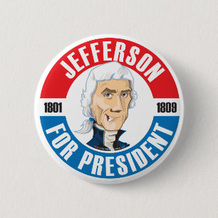 Badge Rond 5 Cm U.S. Les Présidents Campaign Button : #3 Jefferso