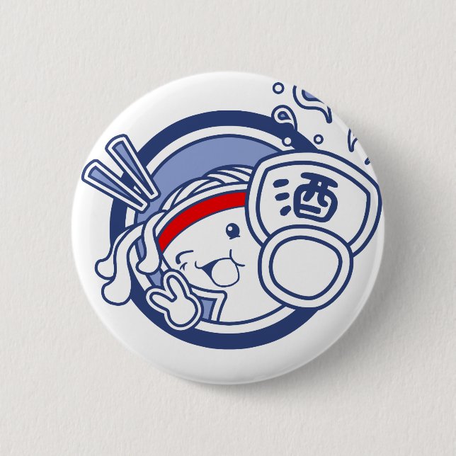 Badge Rond 5 Cm Udon "saké" Chan (Devant)