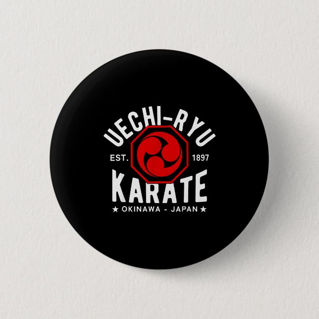 Badge Rond 5 Cm Uechi Ryu Karate Do Martial Arts Japan Tokyo  (Devant)
