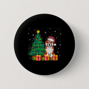 Badge Rond 5 Cm Ugly Akita Santa Hat lumières de Noël Amoureux des