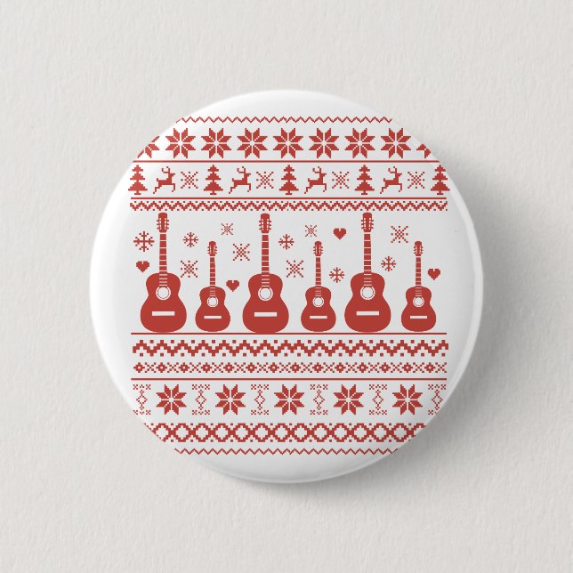 Badge Rond 5 Cm ugly christmas sweater acoustic guitar (Devant)
