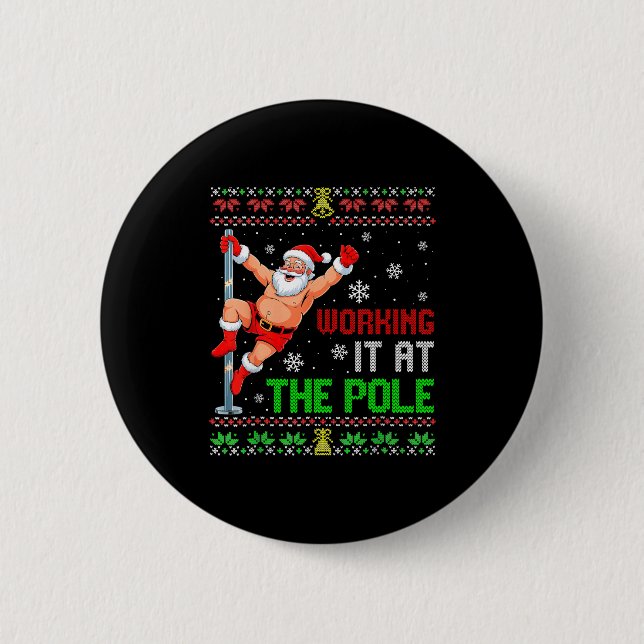 Badge Rond 5 Cm Ugly Christmas Sweater Working It At The Le Funny  (Devant)