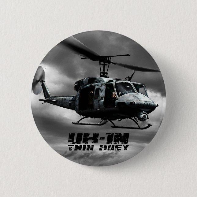 Badge Rond 5 Cm UH-1N Twin Huey (Devant)