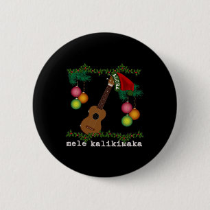 Badge Rond 5 Cm Uke Mele Kalikimaka Ukulele Chansons de Noël Aloha