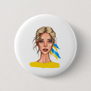 Badge Rond 5 Cm Ukrain Stop War Blonde
