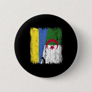 Badge Rond 5 Cm Ukraine Algérie Drapeau Demi Ukrainien Algérien Hé