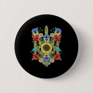 Badge Rond 5 Cm Ukraine Birds Tournesol Trysub Vintage Ukraine V