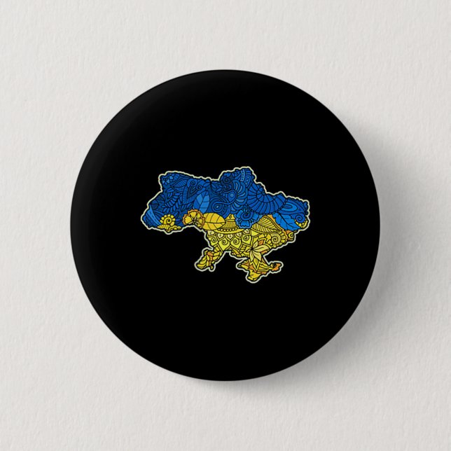 Badge Rond 5 Cm Ukraine Contour Map Gift National Flag  (Devant)