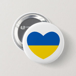 Badge Rond 5 Cm Ukraine Drapeau Bleu Coeur Jaune