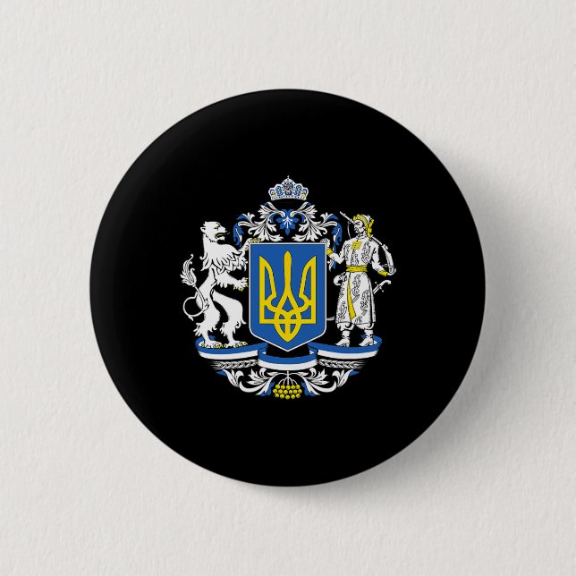 Badge Rond 5 Cm Ukraine Drapeau Ukrainien Traditionnel  (Devant)
