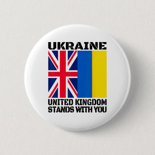 Badge Rond 5 Cm Ukraine Royaume-Uni Se Tient Avec Vous Soutien Bri