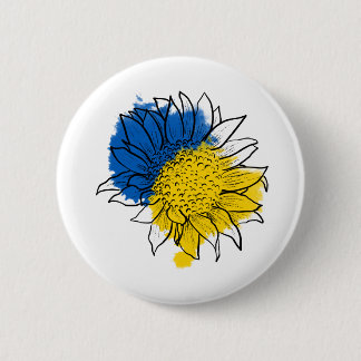 Badge Rond 5 Cm Ukraine Soutien au tournesol