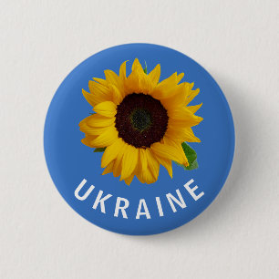 Badge Rond 5 Cm Ukraine Tournesol ukrainien bleu jaune
