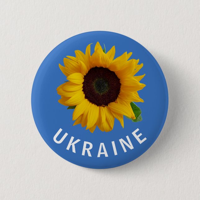 Badge Rond 5 Cm Ukraine Tournesol ukrainien bleu jaune (Devant)
