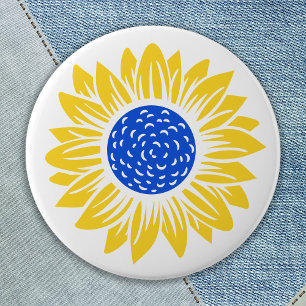 Badge Rond 5 Cm Ukraine Tournesol ukrainien soutien bleu jaune