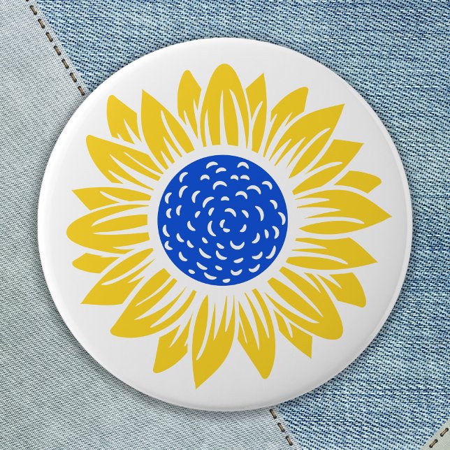 Badge Rond 5 Cm Ukraine Tournesol ukrainien soutien bleu jaune (Créateur téléchargé)