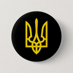 Badge Rond 5 Cm Ukraine Trident national ukrainien Soutien à la dé