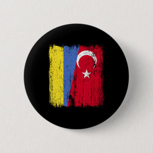 Badge Rond 5 Cm Ukraine Turquie Demi-drapeau Turkiye Ukrainien Tur