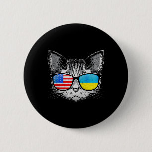Badge Rond 5 Cm Ukraine Us Drapeau Racines Cat Ukraine Américain