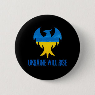 Badge Rond 5 Cm Ukraine Will Rise Phoenix Bird