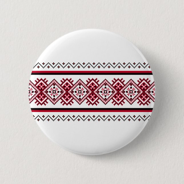 Badge Rond 5 Cm Ukrainian Embroidery Vyshyvanka Pin (Devant)
