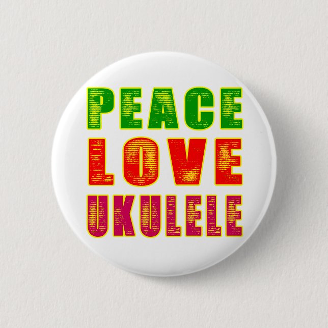 Badge Rond 5 Cm Ukulélé d'amour de paix (Devant)
