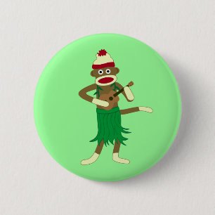 Badge Rond 5 Cm Ukulélé de singe de chaussette