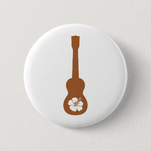 Badge Rond 5 Cm Ukulélé et hibisbus