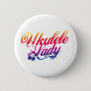 Badge Rond 5 Cm Ukulele Lady Button Badton Pink