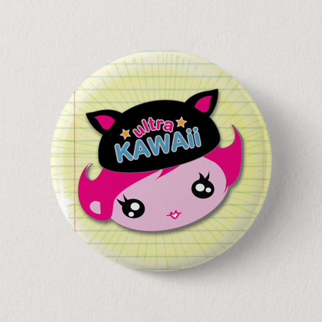 Badge Rond 5 Cm Ultra Kawaii - bouton de fille (Devant)