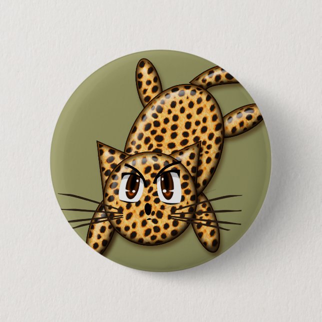 Badge Rond 5 Cm Ultra mignonne Anime Leopard Kitty (Devant)