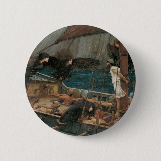 Badge Rond 5 Cm Ulysse et les Sirènes de John William Waterhouse (Devant)